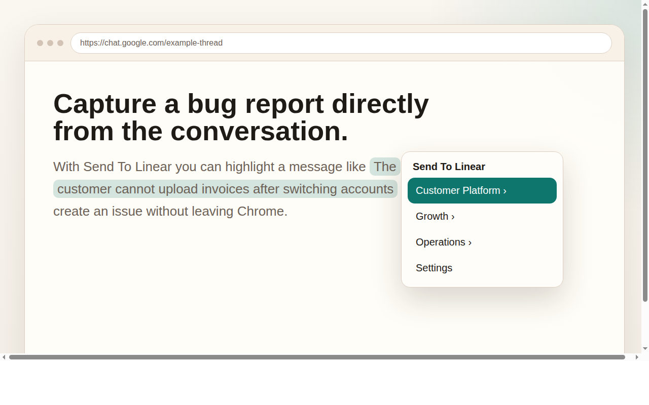 Context menu team selection